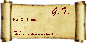 Gerő Timur névjegykártya